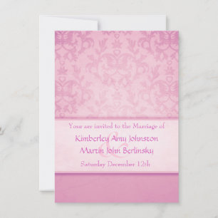 Mauve pastel damask formal wedding invitation