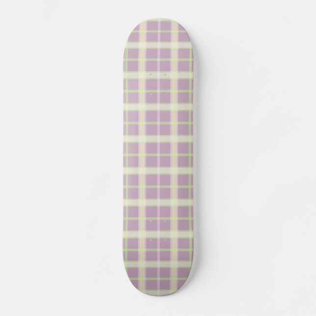 Mauve & Pastels Plaid Skateboard (Front)