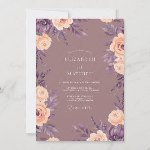 Mauve Peach Soft Botanical Wedding Invitation