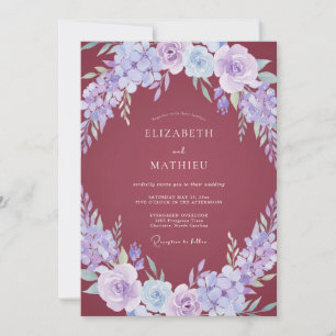 Mauve Periwinkle Blossom Wedding Invitation