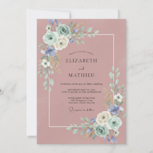 Mauve Periwinkle Foliage Eucalyptus Wedding Invitation