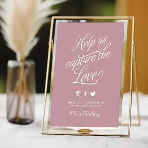 Mauve Personalised Wedding Hashtag Sign