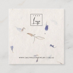 MAUVE PETAL HANDMADE PAPER  STUD EARRING DISPLAY SQUARE BUSINESS CARD