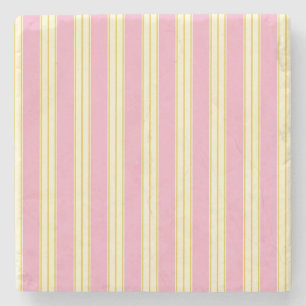 Mauve Pink and Ecru, Stripes Square Coaster