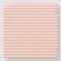 Mauve Pink and Ecru, Stripes Square Coaster
