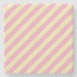 Mauve Pink and Ecru, Stripes Square Coaster