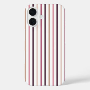 Mauve Pink and Plum Vertical Stripes Aesthetic iPhone 16 Case