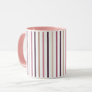 Mauve Pink and Plum Vertical Stripes Aesthetic Mug