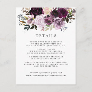 Mauve Pink and Purple Floral Guest Details Enclosure Card