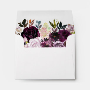 Mauve Pink and Purple Rose Floral Envelope
