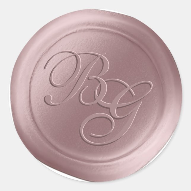 Mauve Pink Calligraphy Monogram Wax Seal Stickers (Front)