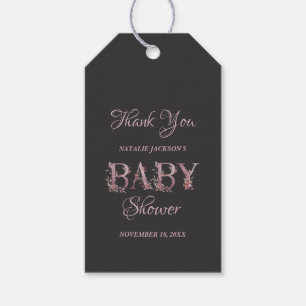 Mauve Pink Elegant Floral Chic Girl's Baby Shower Gift Tags