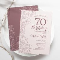 Mauve Pink Floral 70th Birthday Party