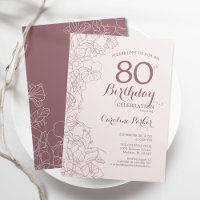 Mauve Pink Floral 80th Birthday Party