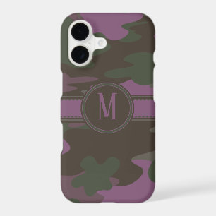 Mauve Pink Green Camo Dark Monogram