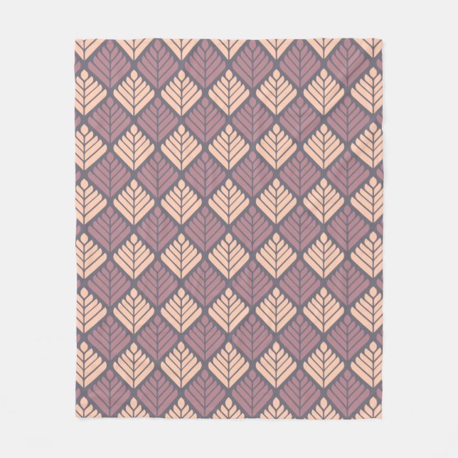 Mauve Pink Leaf Petal Geometric Botanical Pattern  Fleece Blanket (Front)
