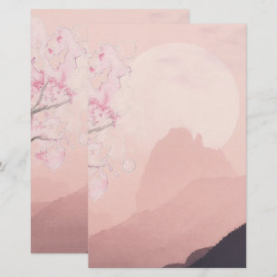 Mauve Pink Mountains and Sun Horizon  Stationery