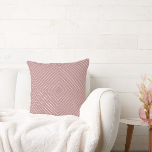 Mauve Pink Nested Thin White Squares Tribal Cushion