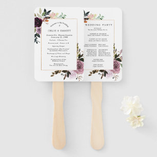 Mauve Pink Purple Floral Wedding Program Hand Fan