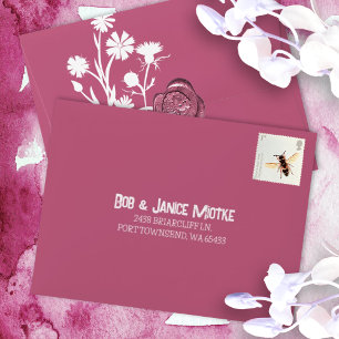 Mauve Pink, Small Pre-Addressed Bat Mitzvah RSVP Envelope