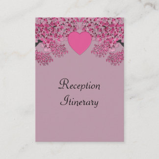 Mauve Pink Velvet Embossed Heart Trees Wedding Enclosure Card