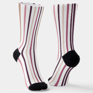 Mauve Pink Vertical Stripes Socks