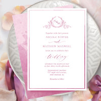 Mauve Pink Watercolor Elegant Monogram Wedding