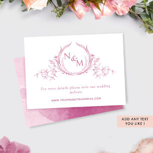 Mauve Pink Watercolor Monogram Wedding Website Enclosure Card