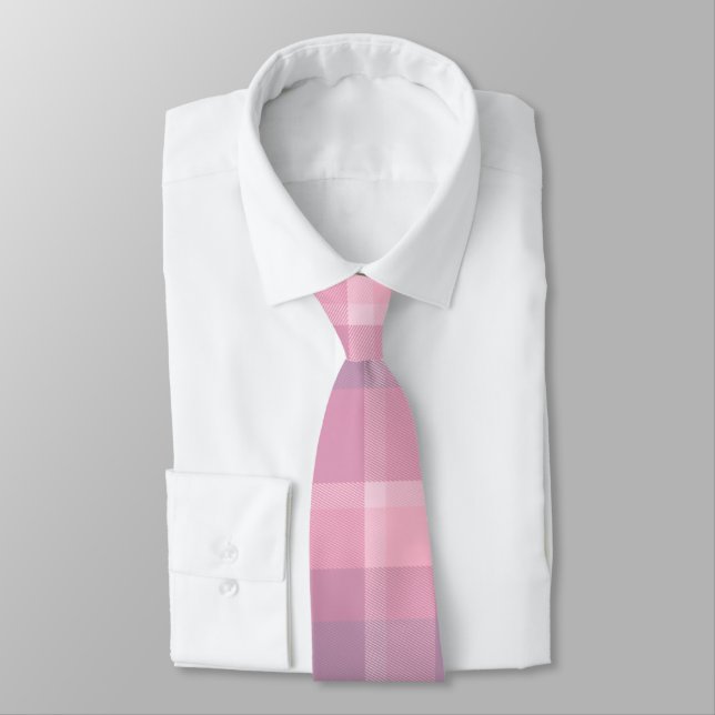 Mauve Plaid Pattern Tie (Tied)