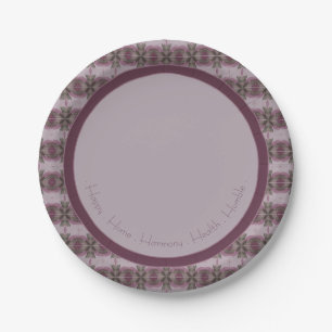 Mauve Plum and Green Paper Plate