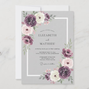 Mauve Plum Blossom Wedding Invitation