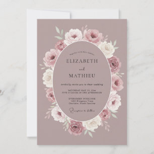 Mauve Polished Vintage Wedding Invitation