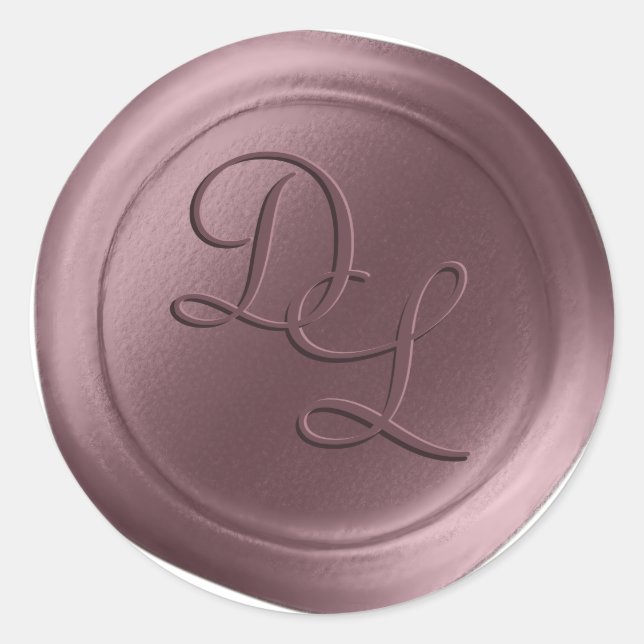 Mauve Purple 2 Letter Monogram Wax Seal Stickers (Front)