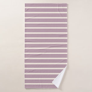 Mauve purple and beige five stripes pattern bath towel