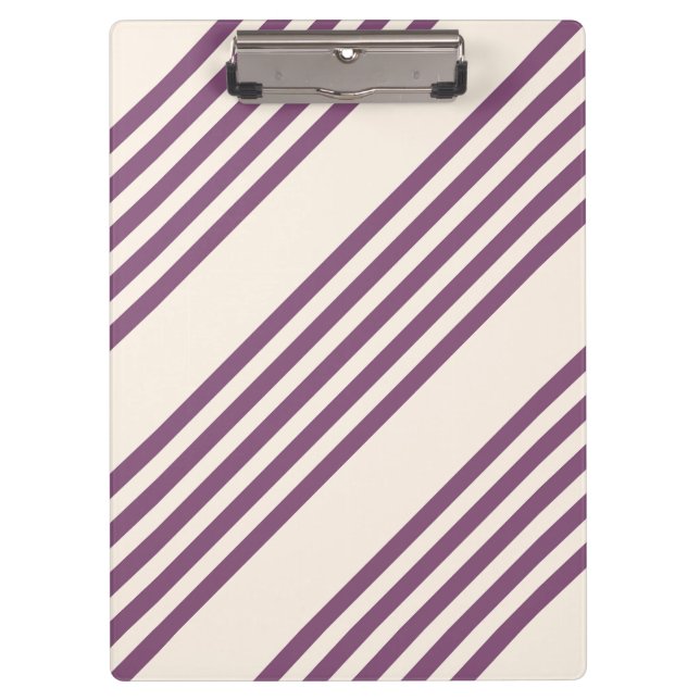 Mauve purple and beige five stripes pattern clipboard (Front)