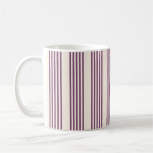 Mauve purple and beige five stripes pattern coffee mug