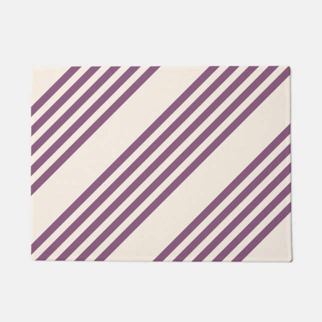 Mauve purple and beige five stripes pattern doormat (Front)