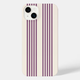 Mauve purple and beige five stripes pattern iPhone 14 plus case