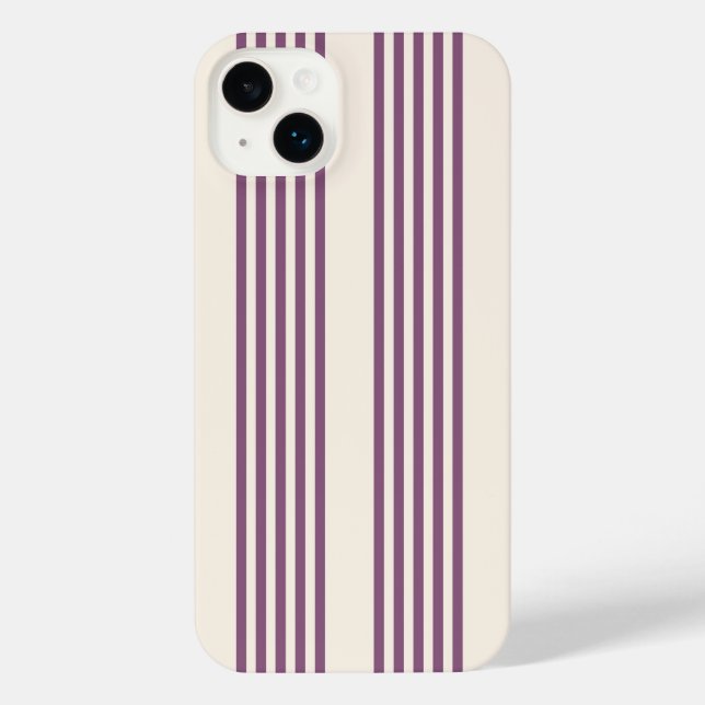 Mauve purple and beige five stripes pattern iPhone case (Back)
