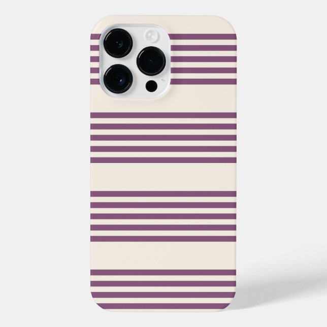 Mauve purple and beige five stripes pattern iPhone case (Back)