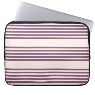 Mauve purple and beige five stripes pattern laptop sleeve