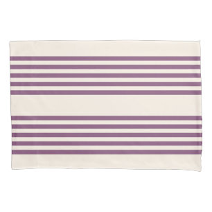 Mauve purple and beige five stripes pattern pillowcase