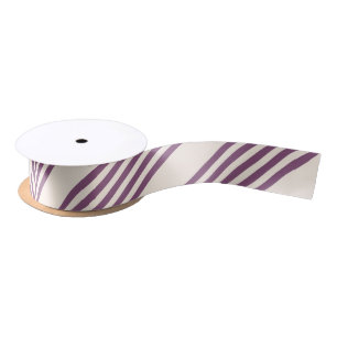 Mauve purple and beige five stripes pattern satin ribbon