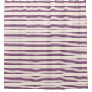 Mauve purple and beige five stripes pattern shower curtain
