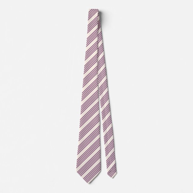 Mauve purple and beige five stripes pattern tie (Front)