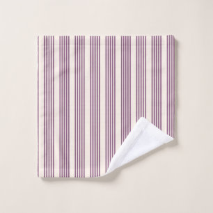 Mauve purple and beige five stripes pattern wash cloth
