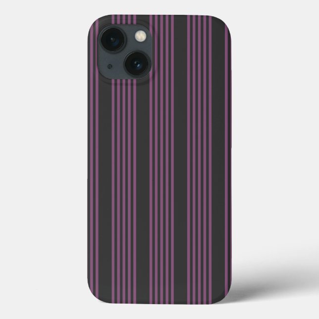 Mauve purple and charcoal five stripes pattern Case-Mate iPhone case (Back)