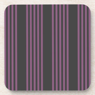 Mauve purple and charcoal five stripes pattern coaster