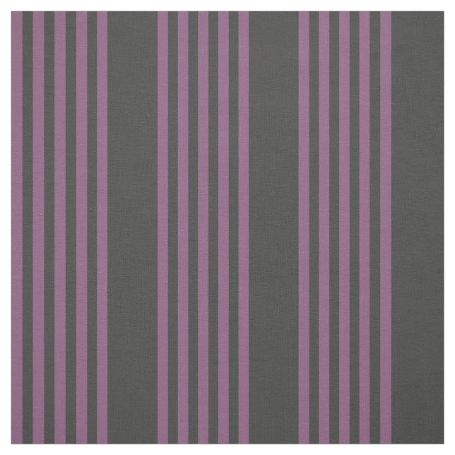 Mauve purple and charcoal five stripes pattern fabric (Swatch)