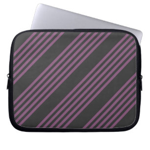 Mauve purple and charcoal five stripes pattern laptop sleeve